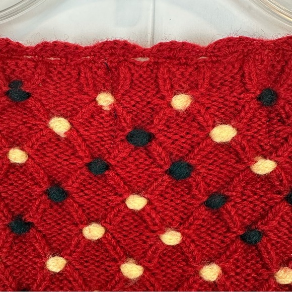 Vintage Herman Geist 100% Wool Red Brown Tan Hand Embroidered Cardigan Size M - Picture 10 of 13